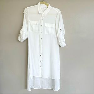 Calvin Klein XS White Buttondown Shirt Dress
